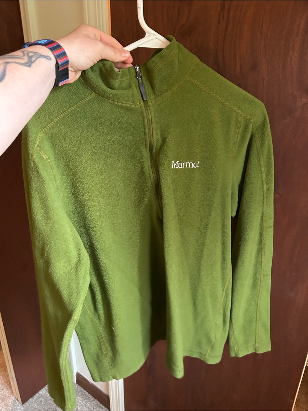 Marmot Men's Green Quarter-Zip Fleece Pullover